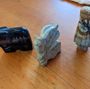 Carved Fetish Animal Figurines Set of 3